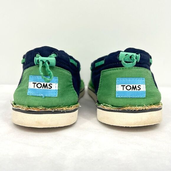 Toms Bimini Stitch Out Two Tone Blue Green Canvas Drawstring Slip On Flats 8.5 - Picture 9 of 10
